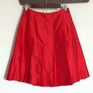 Vintage Banana Republic Red Orange Silk Knee Length Pleated Skirt Size 0